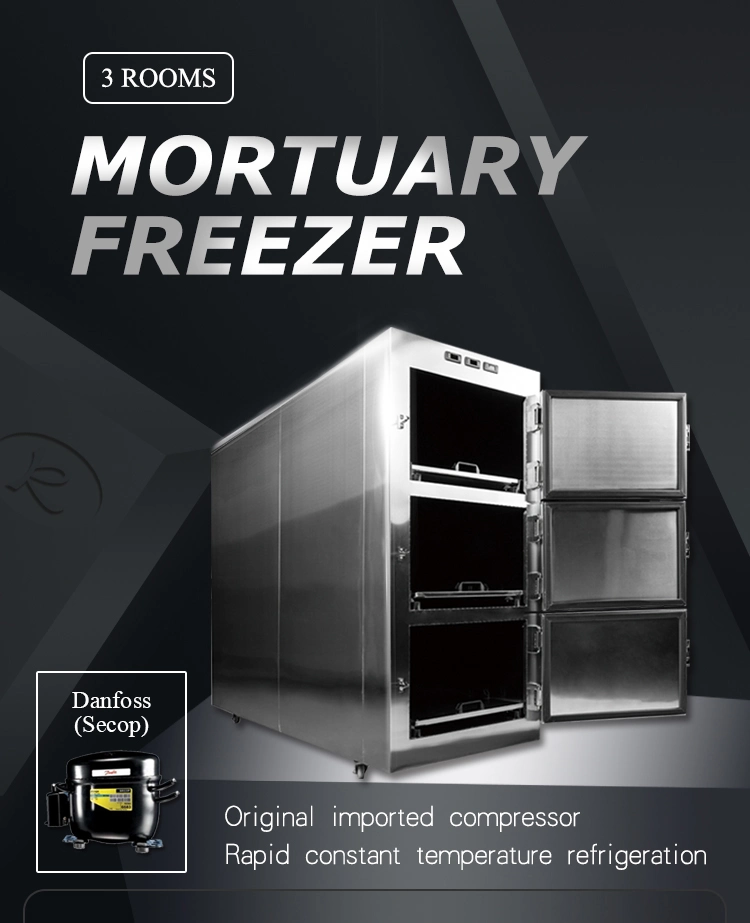 Factory Customized Funeral 3 Rooms Mortuary Freezer Dead Body Fridge Morgue Refrigerator